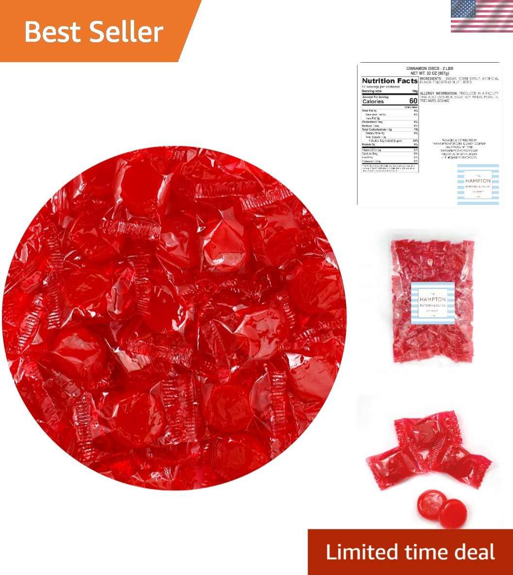Old Fashioned Red Cinnamon Candy Discs – 5lb Bag of 375 Pieces Deliciousness