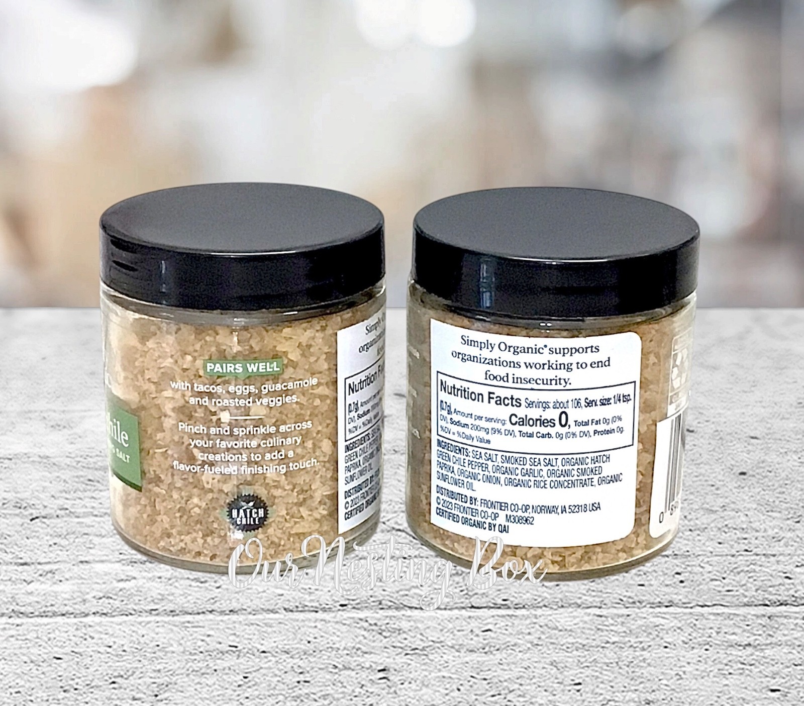 2 Simply Organic Hatch Chile Smoked Finishing Salt 2.61oz Each