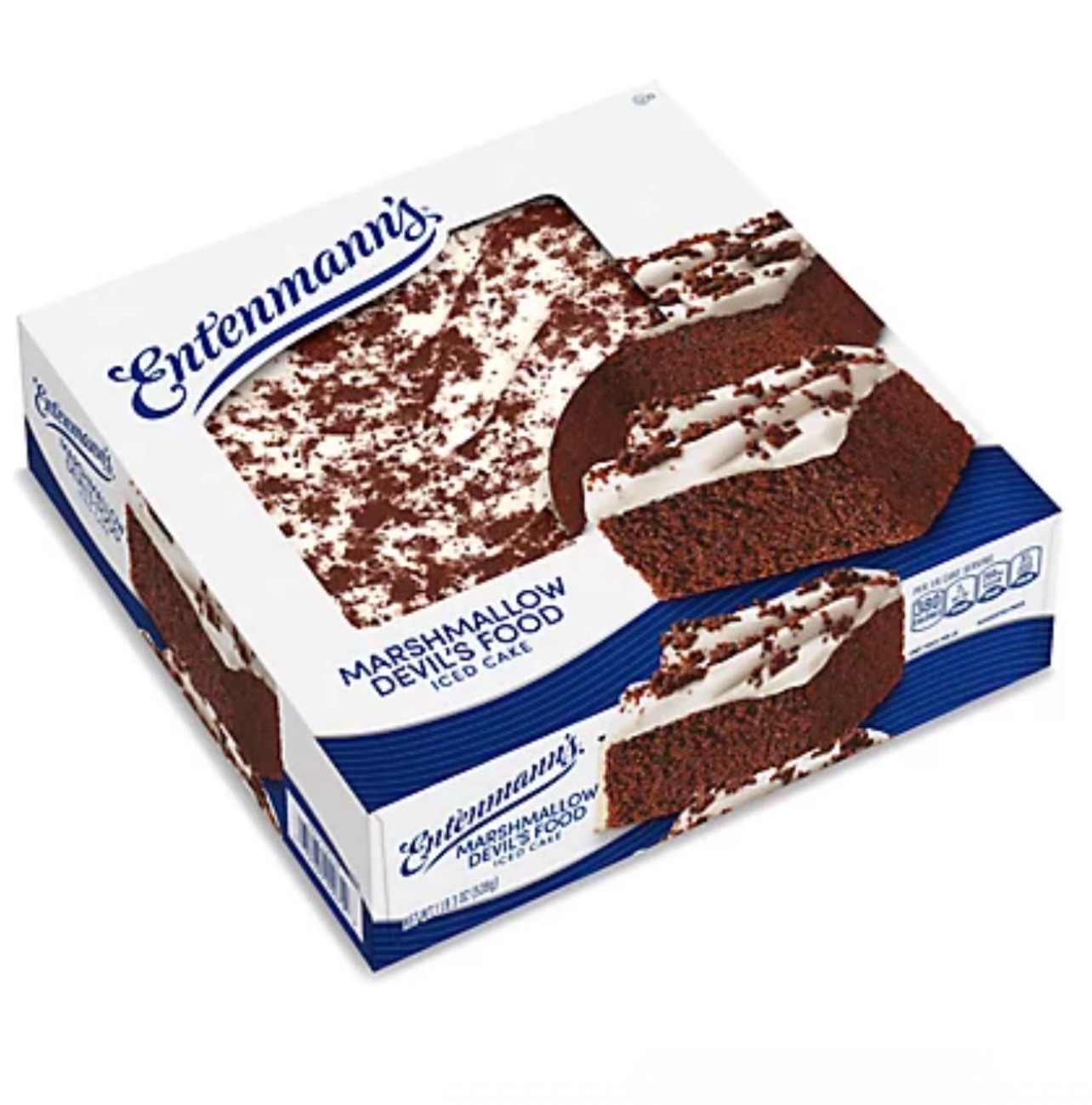 ⚪️ New Entenmann’s Marshmallow Devil’s Food Chocolate Fudge Pastry Iced Cake alb