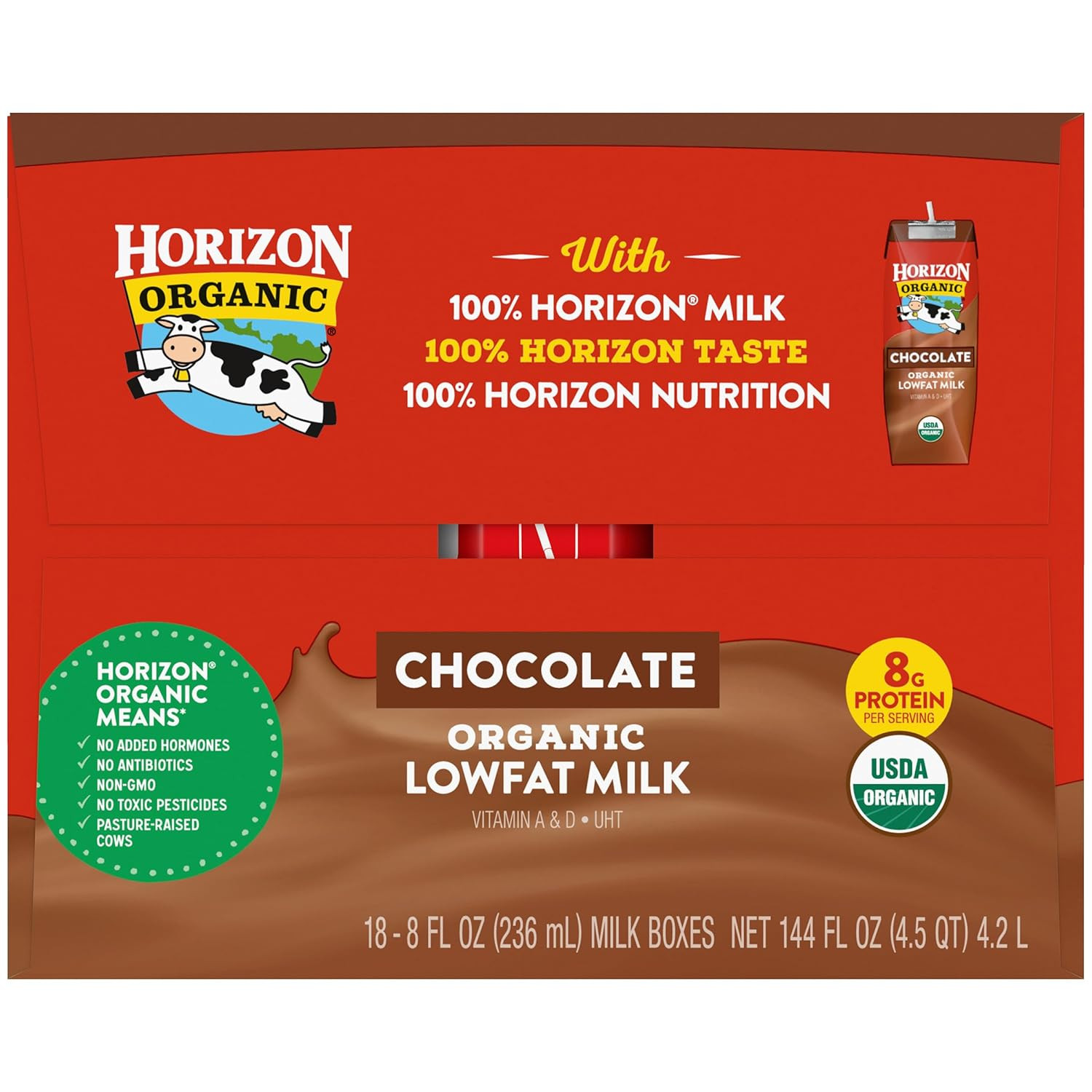 Shelf-Stable 1% Lowfat Milk Boxes, Chocolate, 8 Fl Oz, 18 Pack