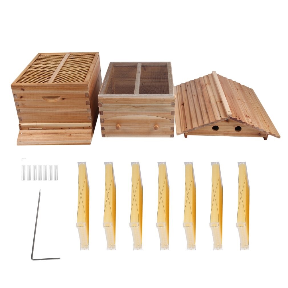 Wooden Auto Seep Bee Hives Boxes Langstroth Bee Hive+BPA free Beekeeping Frames