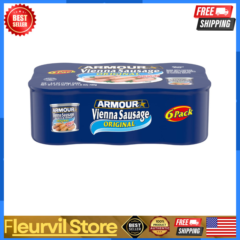 Armour Star Vienna Sausage, Smoked, Canned Sausage, 4.6 Ounce (Pack of 6)