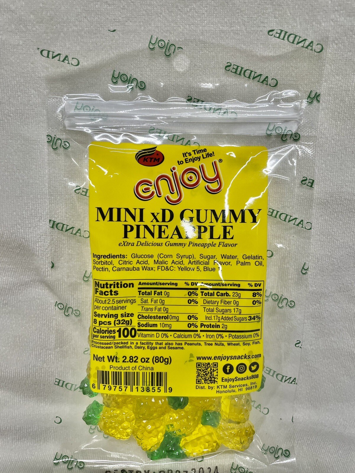 Enjoy Mini Pineapple Gummy New 2.8oz Bag Fresh