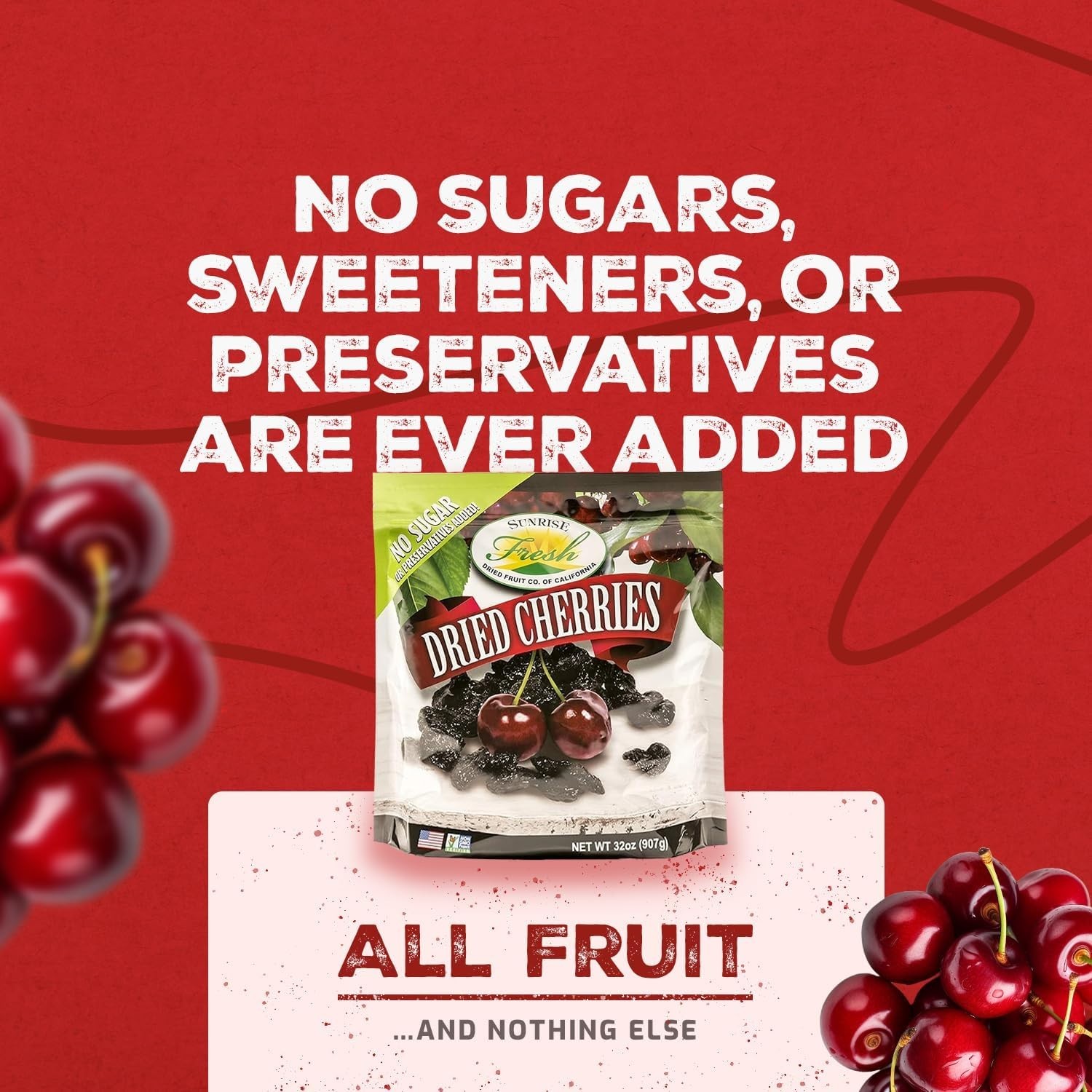Deliciously Fresh Dried Sweet Cherries – Gluten-Free & Unsweetened, 1 lb