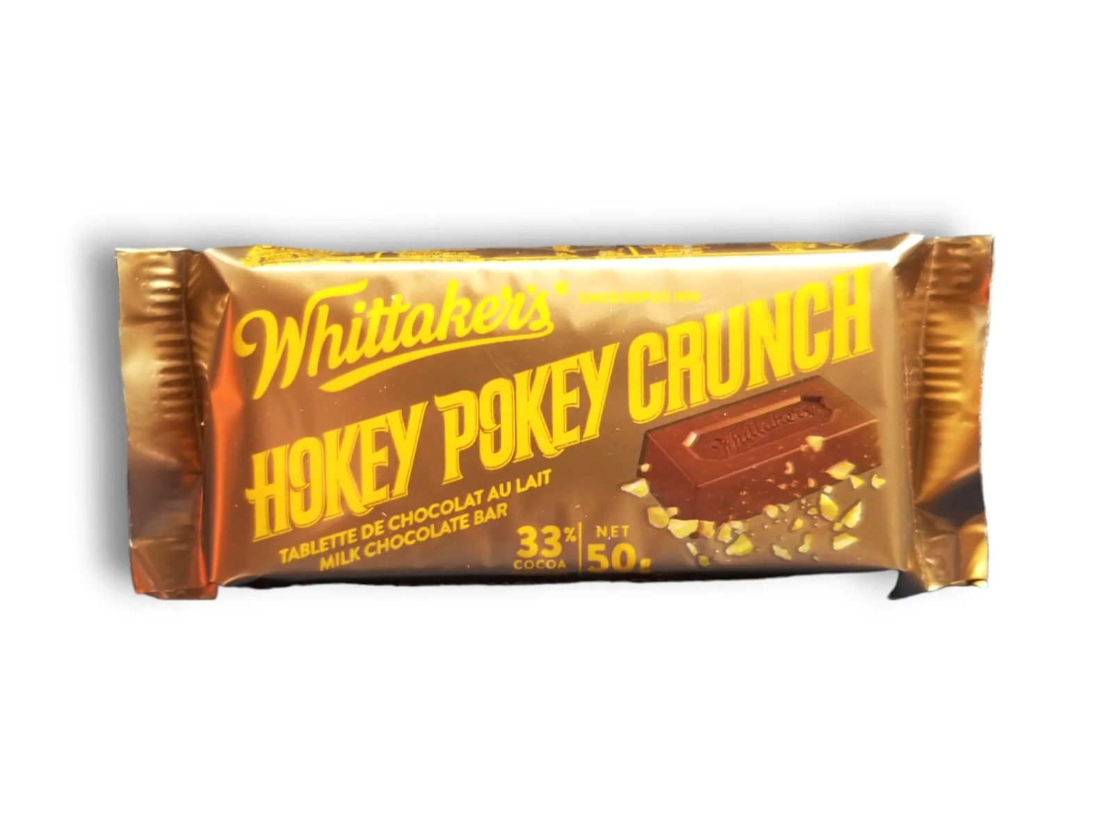 Whittaker’s 33% Cocoa Hokey Pokey Crunch Milk Chocolate Bar, 50g/1.75 oz. Bar