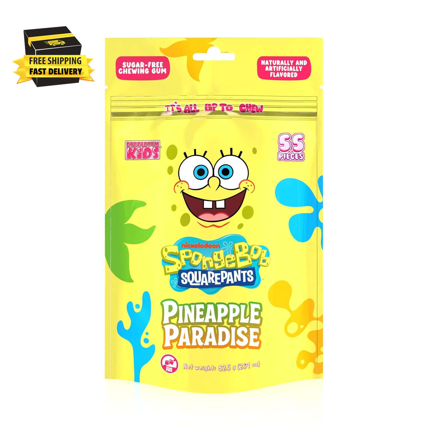 Spongebob Pineapple Sugar Free Gum by | Pineapple Flavor, Sugarless Gum with Xy