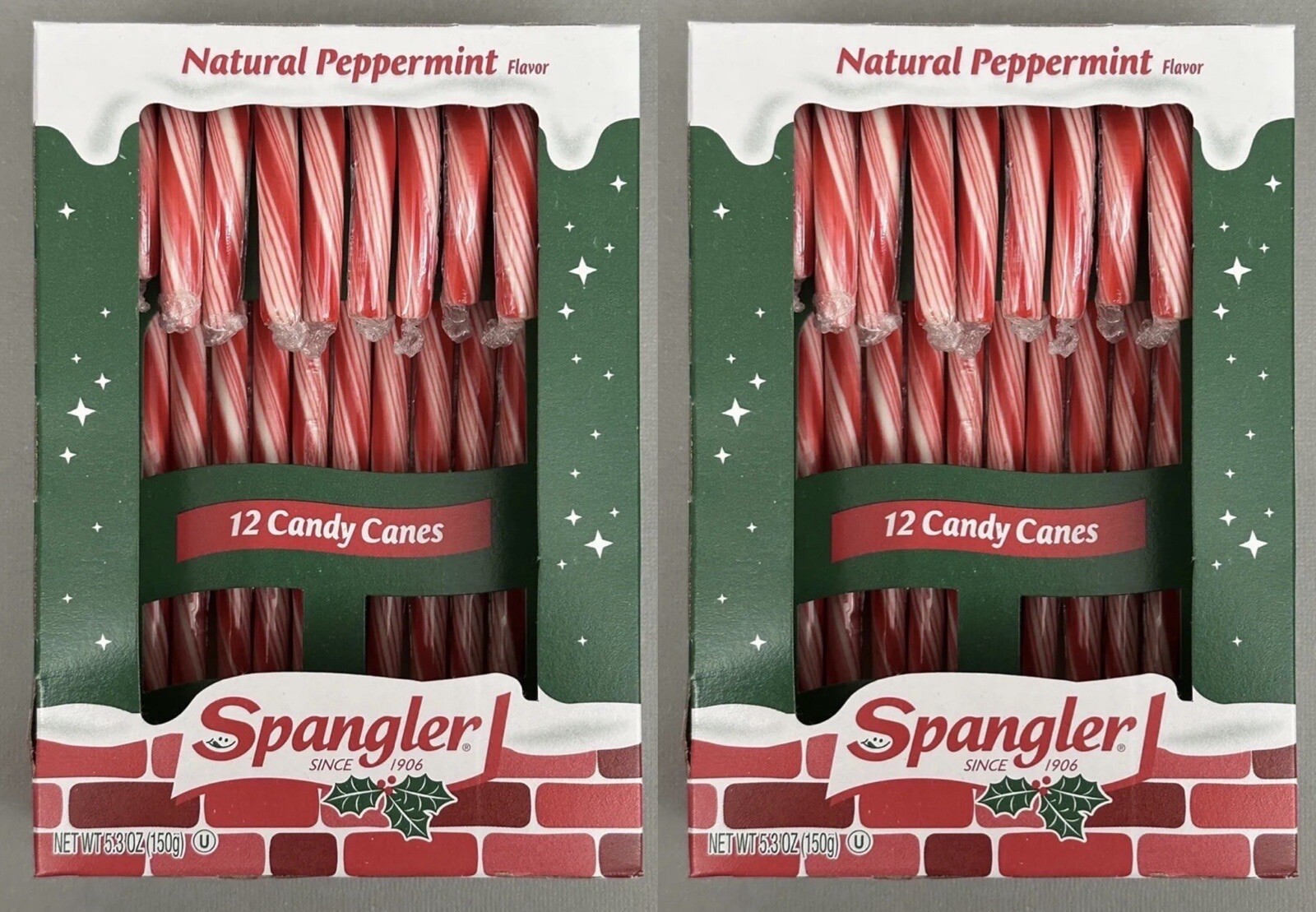 Spangler Natural Peppermint Flavor Candy Canes Two 12-Pack 5.3 Oz Boxes 9/ 2026
