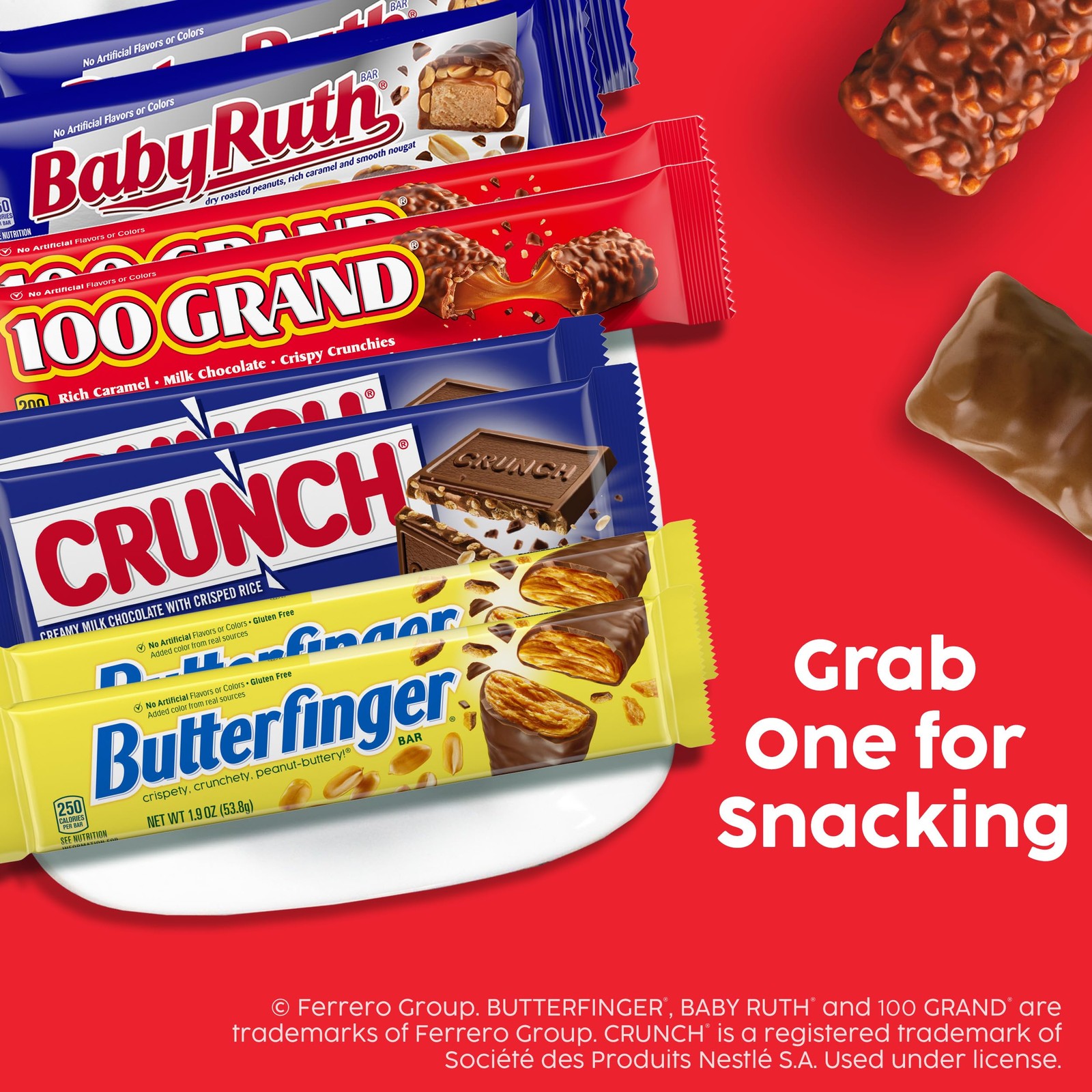 Assorted , Crunch, Baby Ruth, and 100 Grand Full Size Chocolates, 18 count, 3…