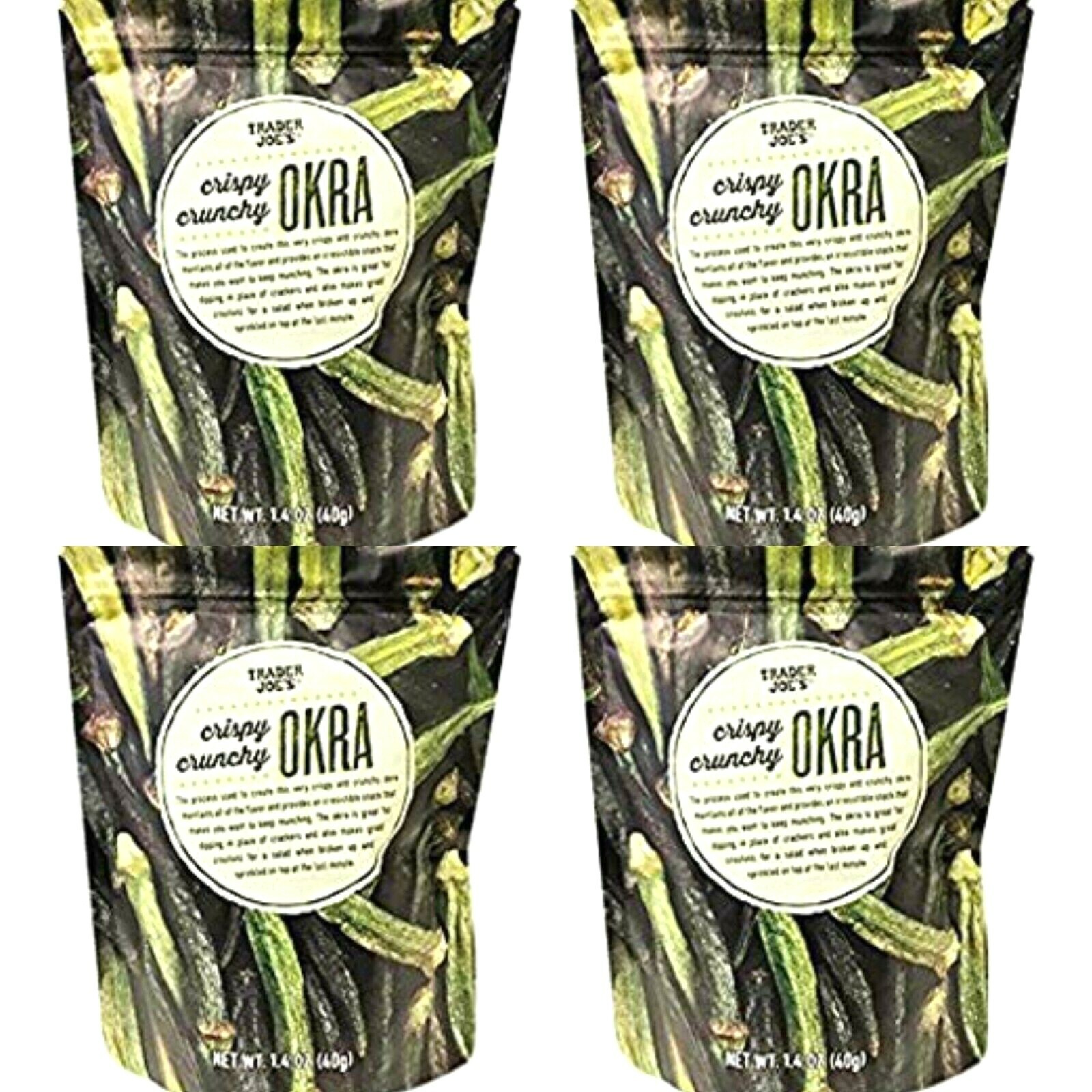 4 Packs Trader Joe’s Crispy Crunchy Okra 1.4 oz Each Pack
