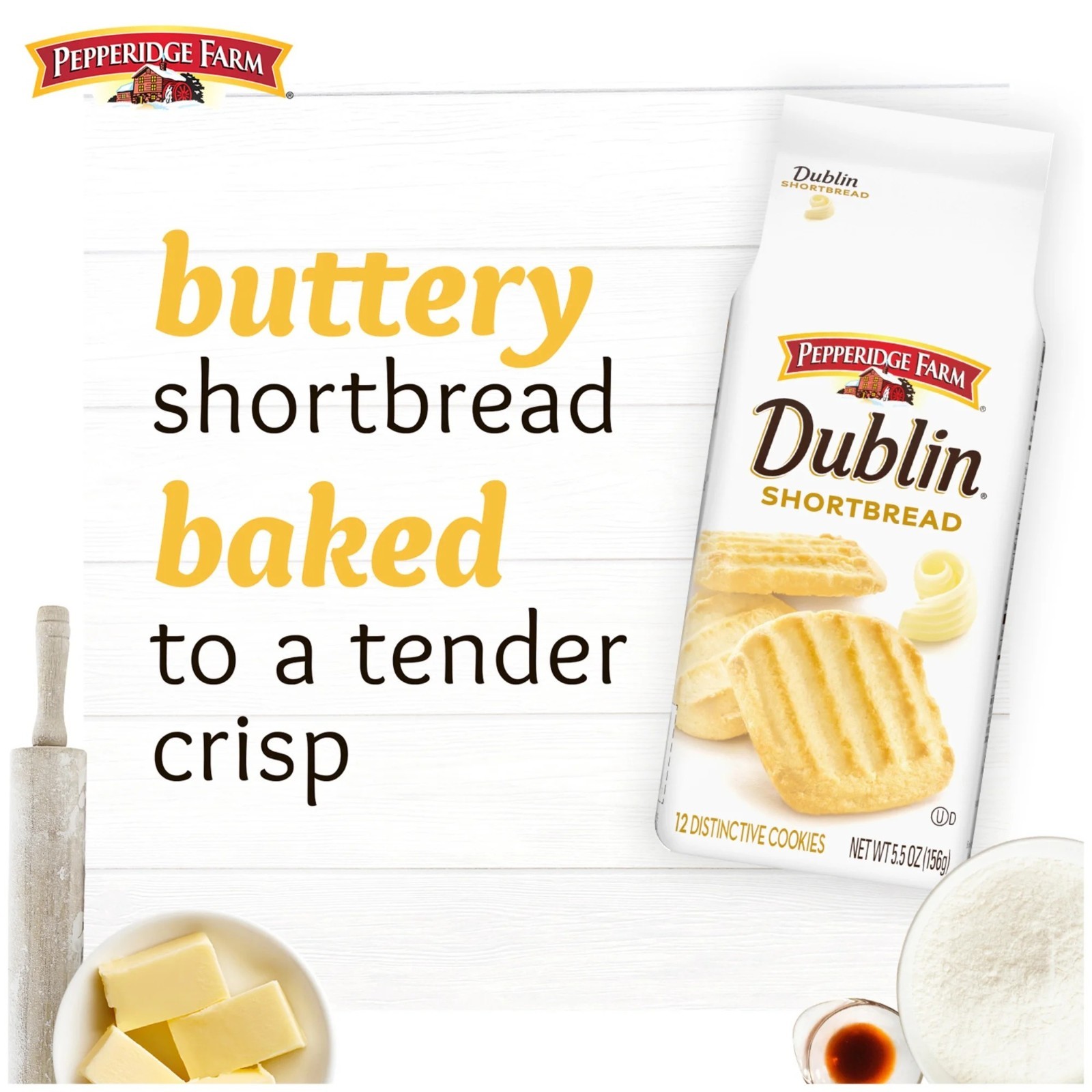 3x Pepperidge Farm DUBLIN SHORTBREAD Buttery Cookies 5.5 oz Bag – 3 PACK