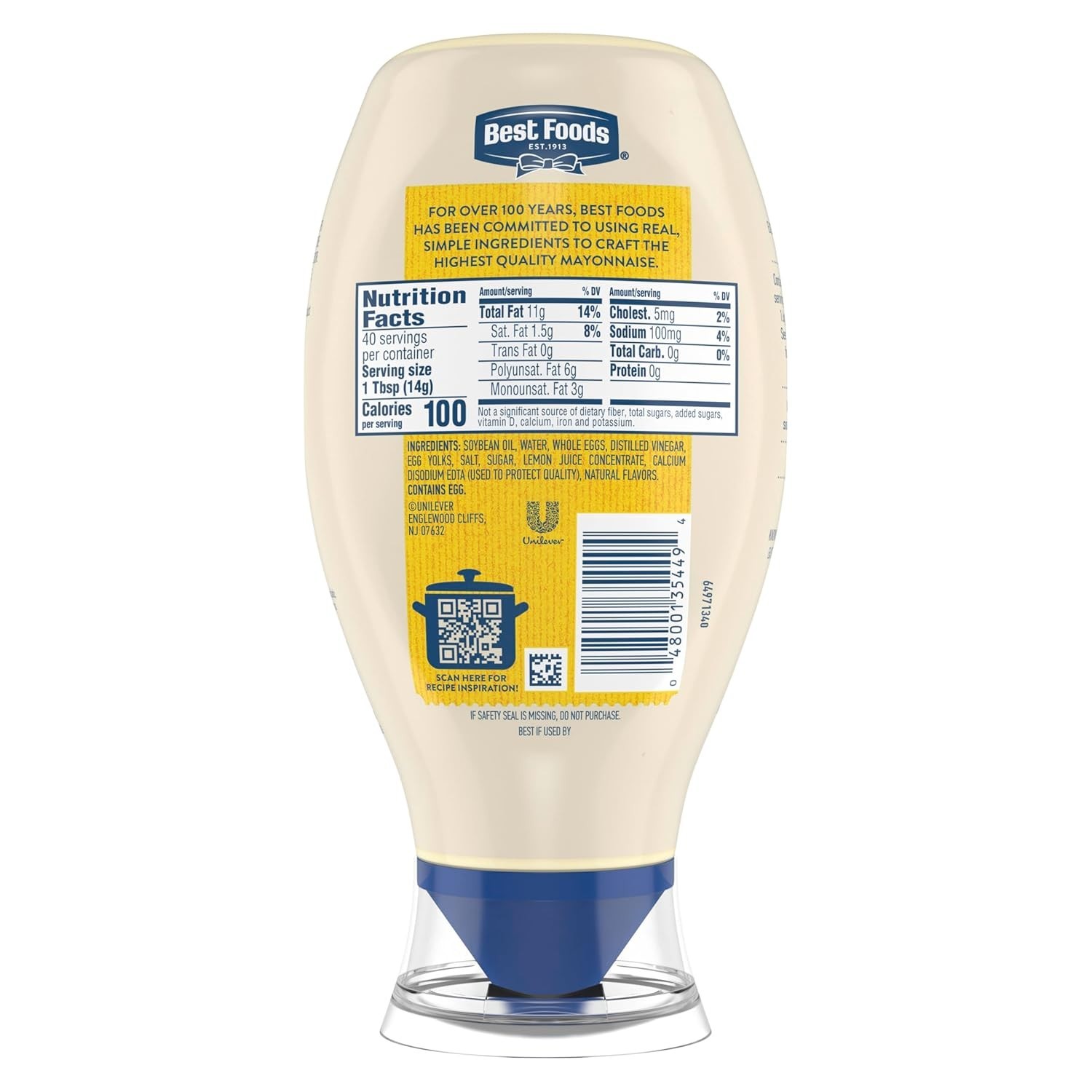 Real Mayonnaise Squeeze Bottle For A Creamy Sandwich Spread or Condiment Glut…