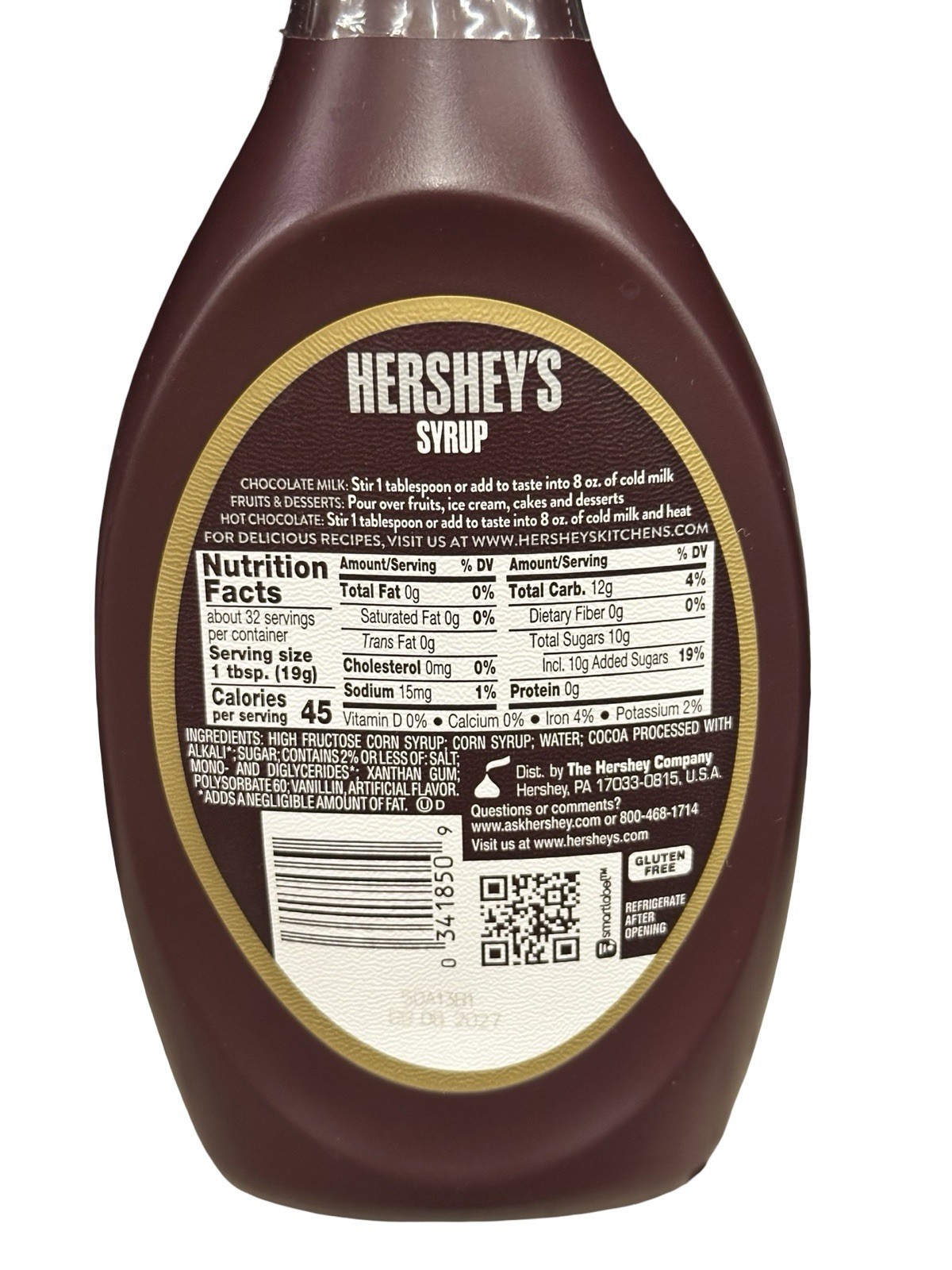 Hershey’s Special Dark Syrup Fat Free Gluten Free Dessert Topping 22 oz