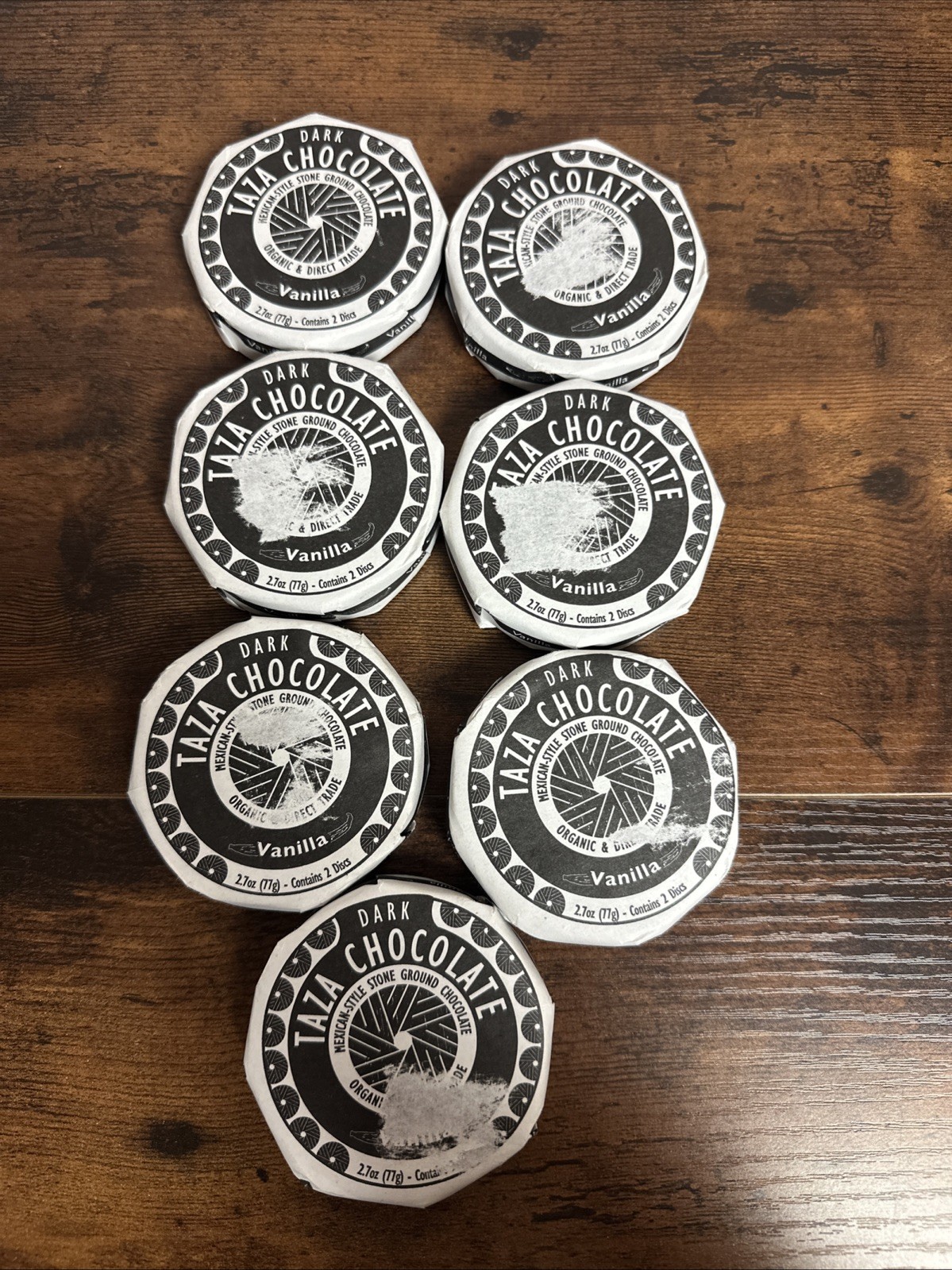 Taza Chocolate Organic Mexican Disc Dark Cacao 2.7 Oz 7X Lot 50% Dark Vanilla