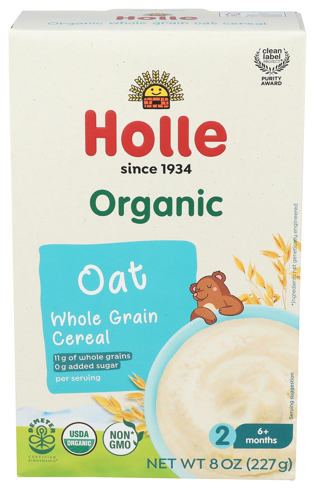 Holle Organic Wholegrain Oat Cereal, 8 OZ 8 Ounce (Pack of 6), No Color