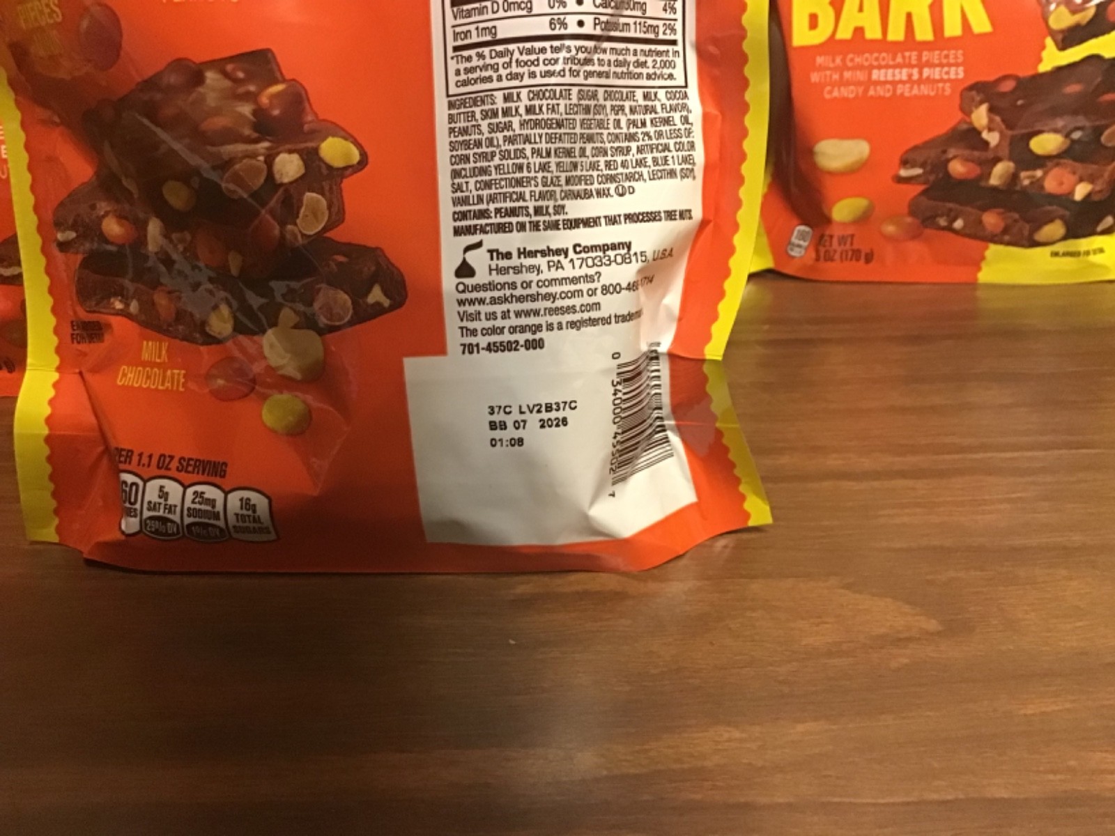 Six Awesome Bags Of 6 OZ Reeses Pieces Bark Chocolate Candy Exp 07/26