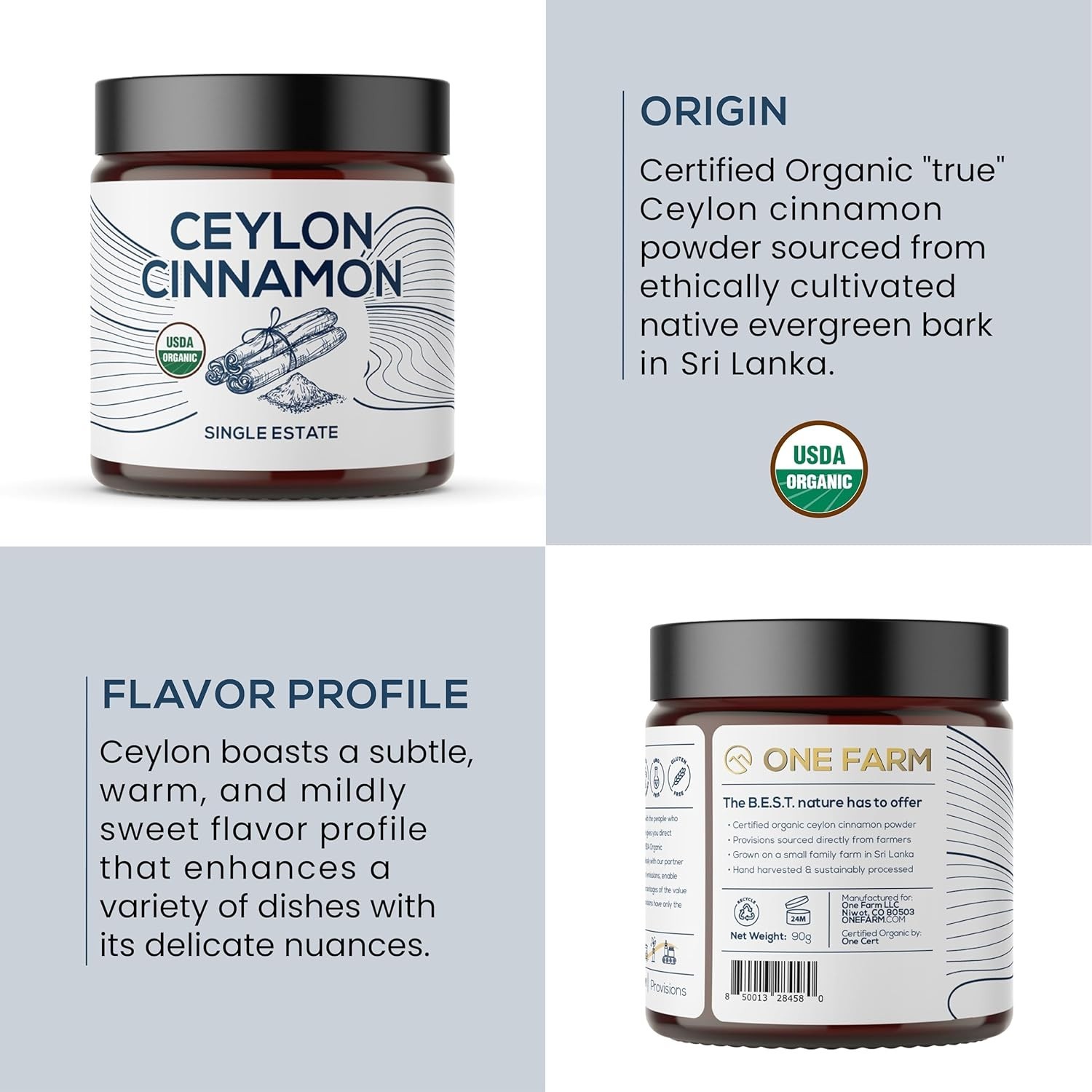 Organic Ceylon Cinnamon Powder – Organic, Non-GMO, Kosher & USDA Certified