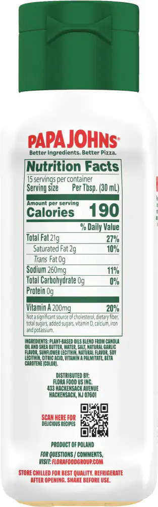 Papa Johns Special Garlic Dipping Sauce Garlic Flavored Sauce 14 oz Bottle