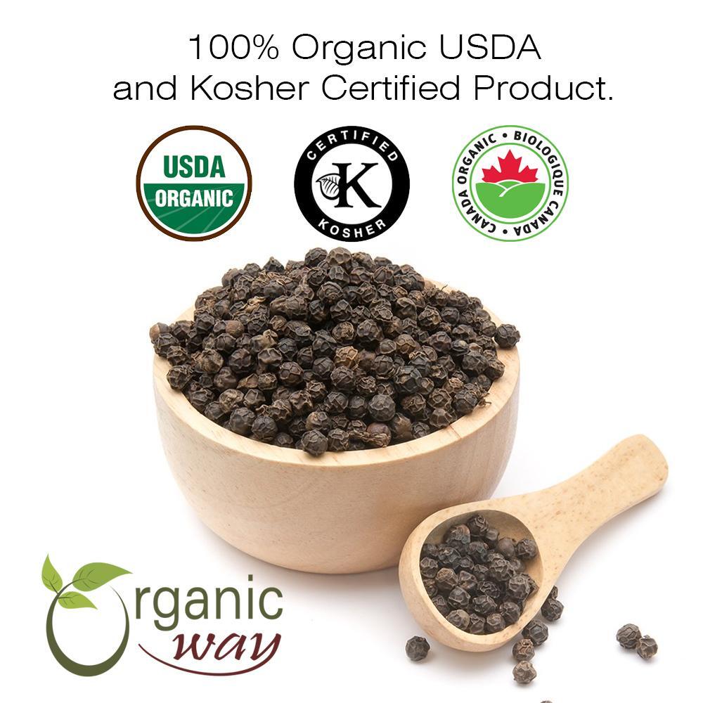 Organic Way Whole Black Pepper – Grinder Refill | Kosher & USDA Certified