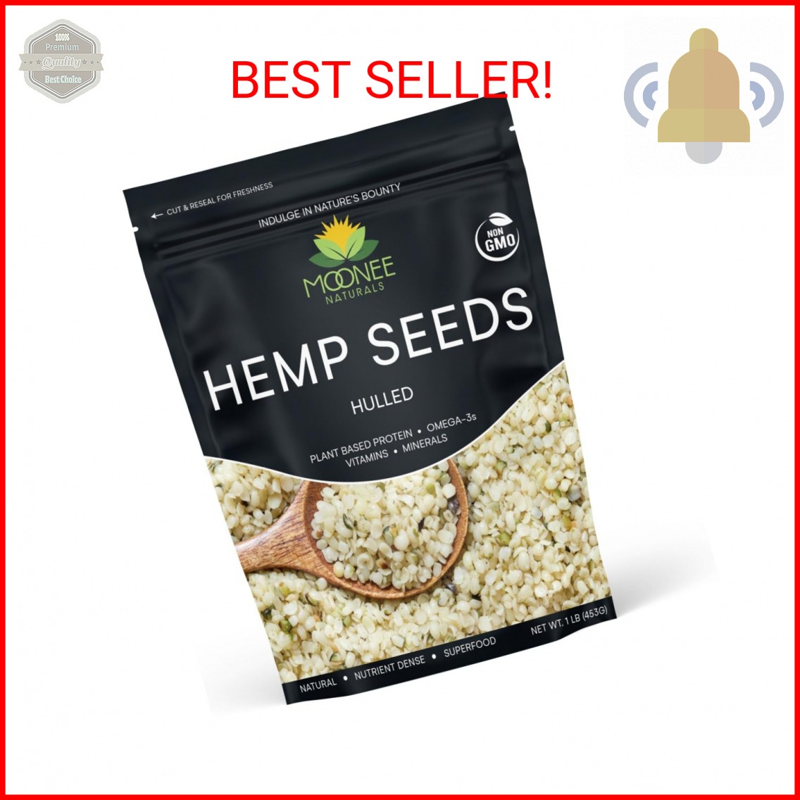 Moonee Naturals – Hemp Seeds (16 Ounce / 1 LB) – Non-GMO