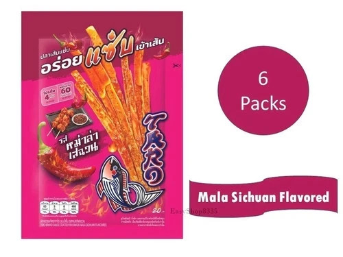 6 Pack TARO Sauce Coated Fish Snack Delicious Mala Sichuan Flavoured 18g