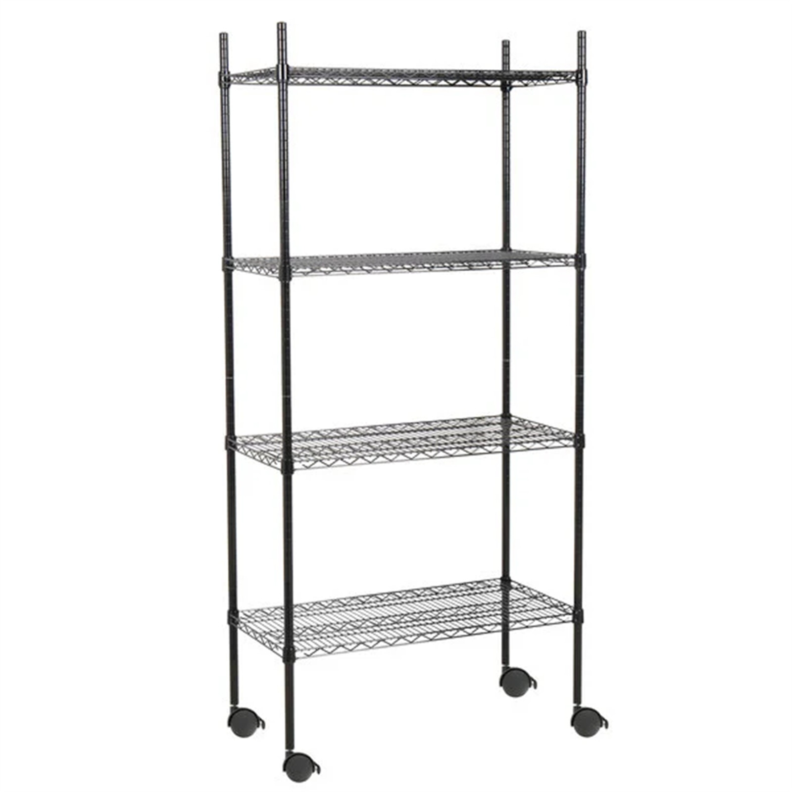360 Office Furniture 18″X36″ Black Wire Shelving Unit with 74″ Posts and Casters