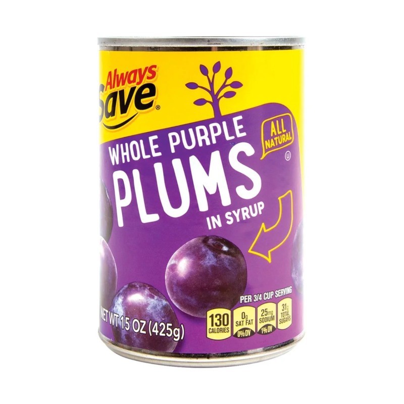 3x Always Save Whole Purple Plums in Syrup Canned Fruit Sweet Snack New 15oz