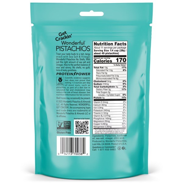 Pistachios No Shells Sea Salt & Vinegar – 11oz