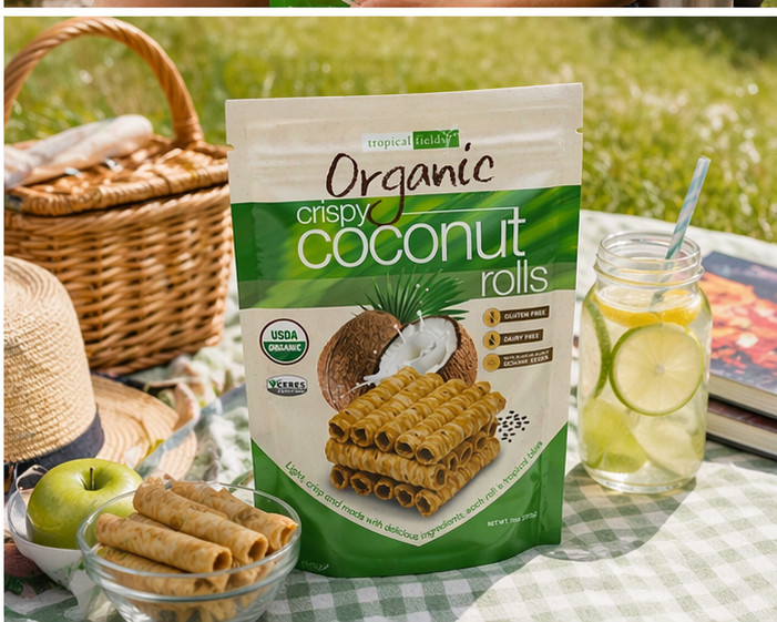3 PACK Tropical Fields Organic Crispy Coconut Rolls 11oz Gluten-Free Snack