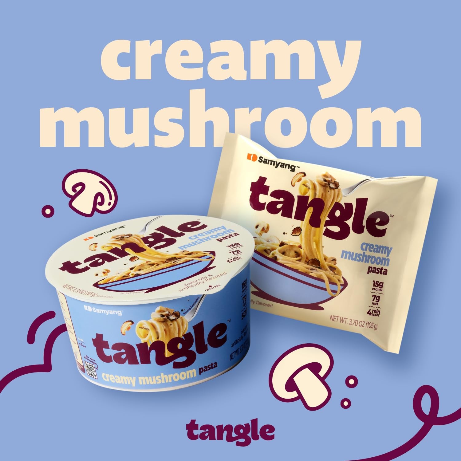 Samyang Tangle Creamy Mushroom Linguine Truffle & Shiitake Flavor 3.63 oz 4pk