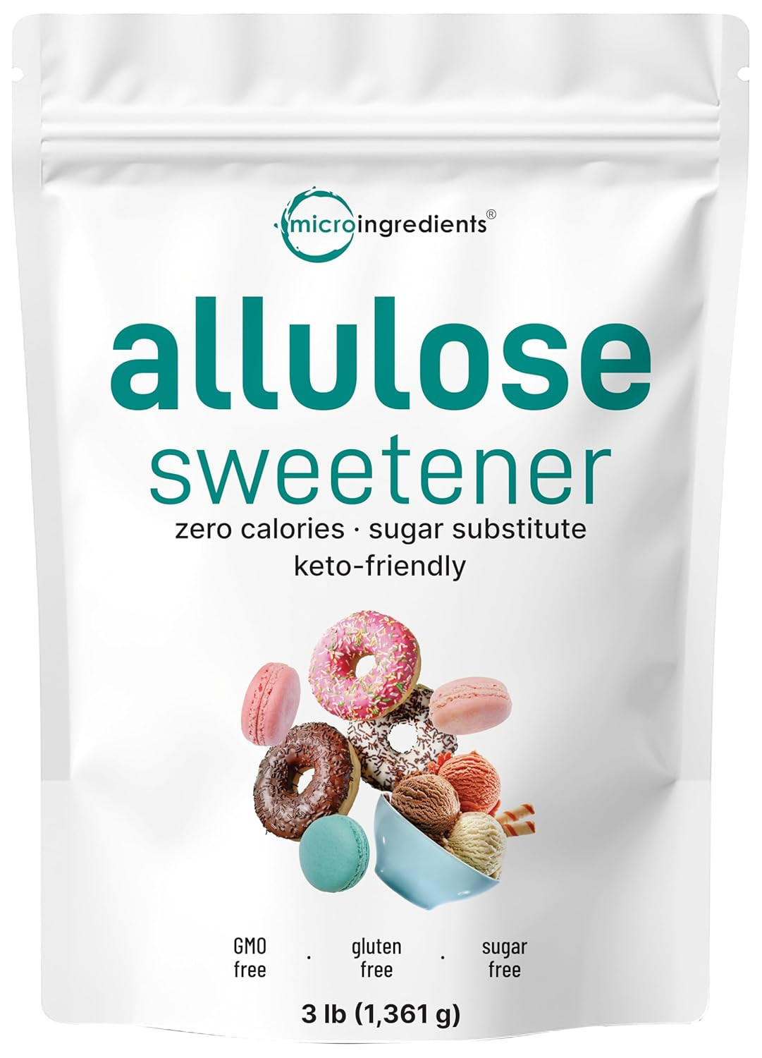 Allulose Sweetener, 3 Pounds (48 Ounces), Zero Calorie, Plant Based Sugar Altern