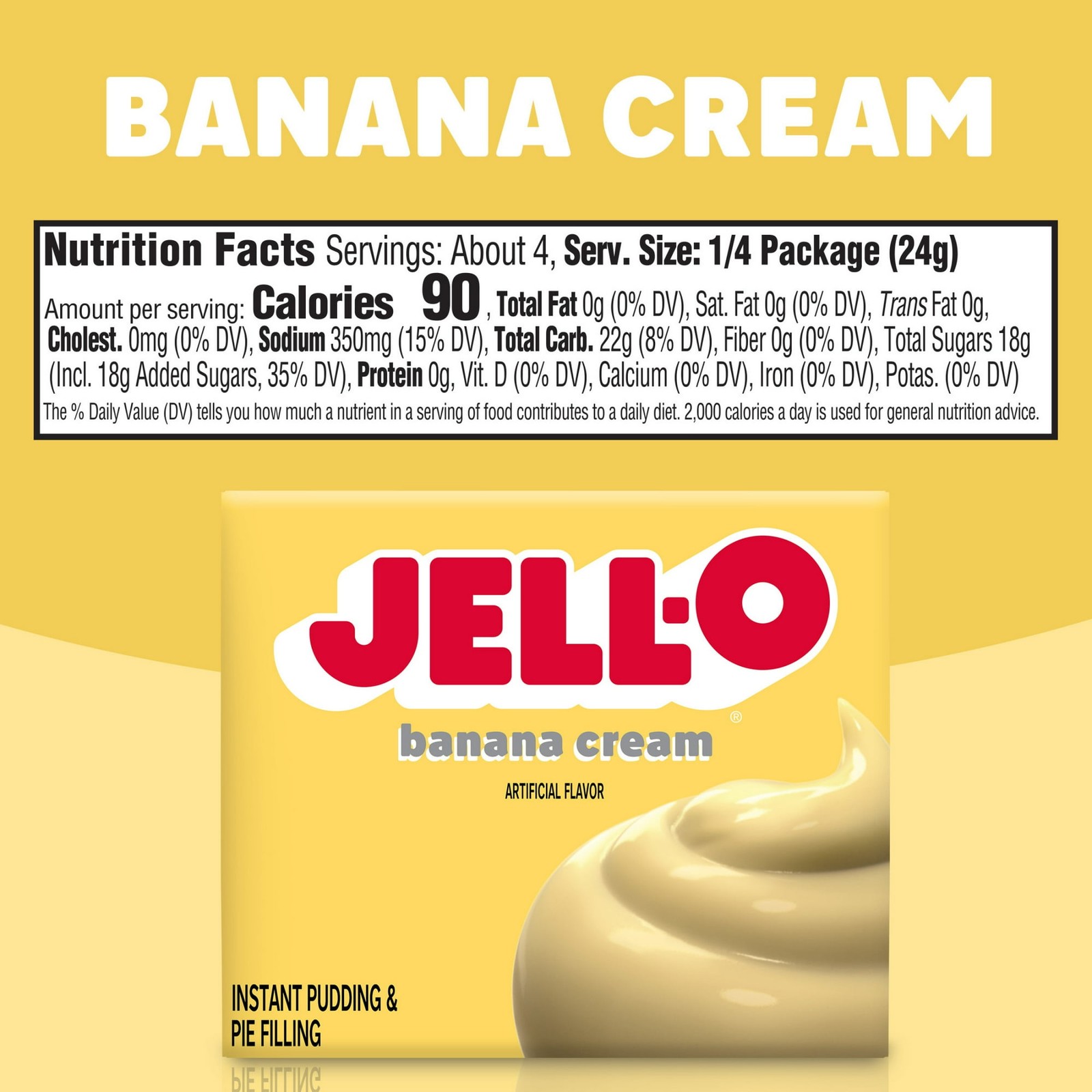 Jell-O Instant Pudding & Pie Filling, Banana Cream, 3.4 Ounce