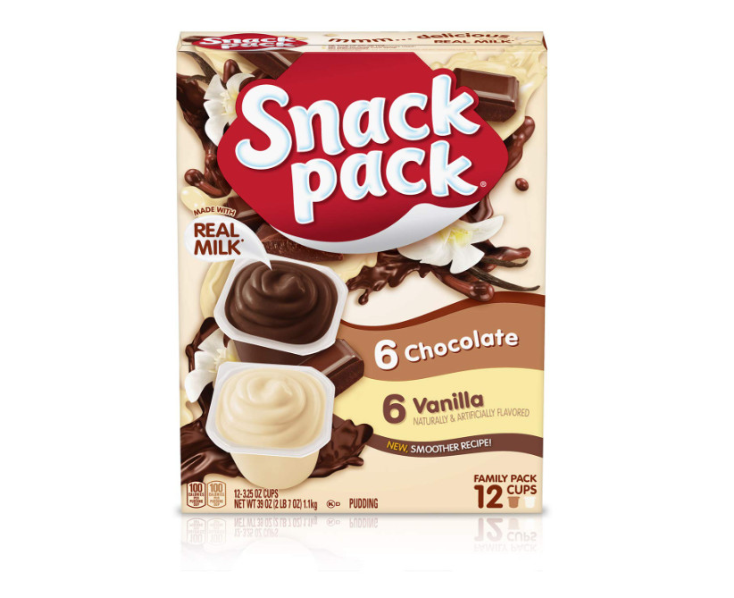 Snack Pack Chocolate and Vanilla Pudding Cups Family Pack, 12 Count