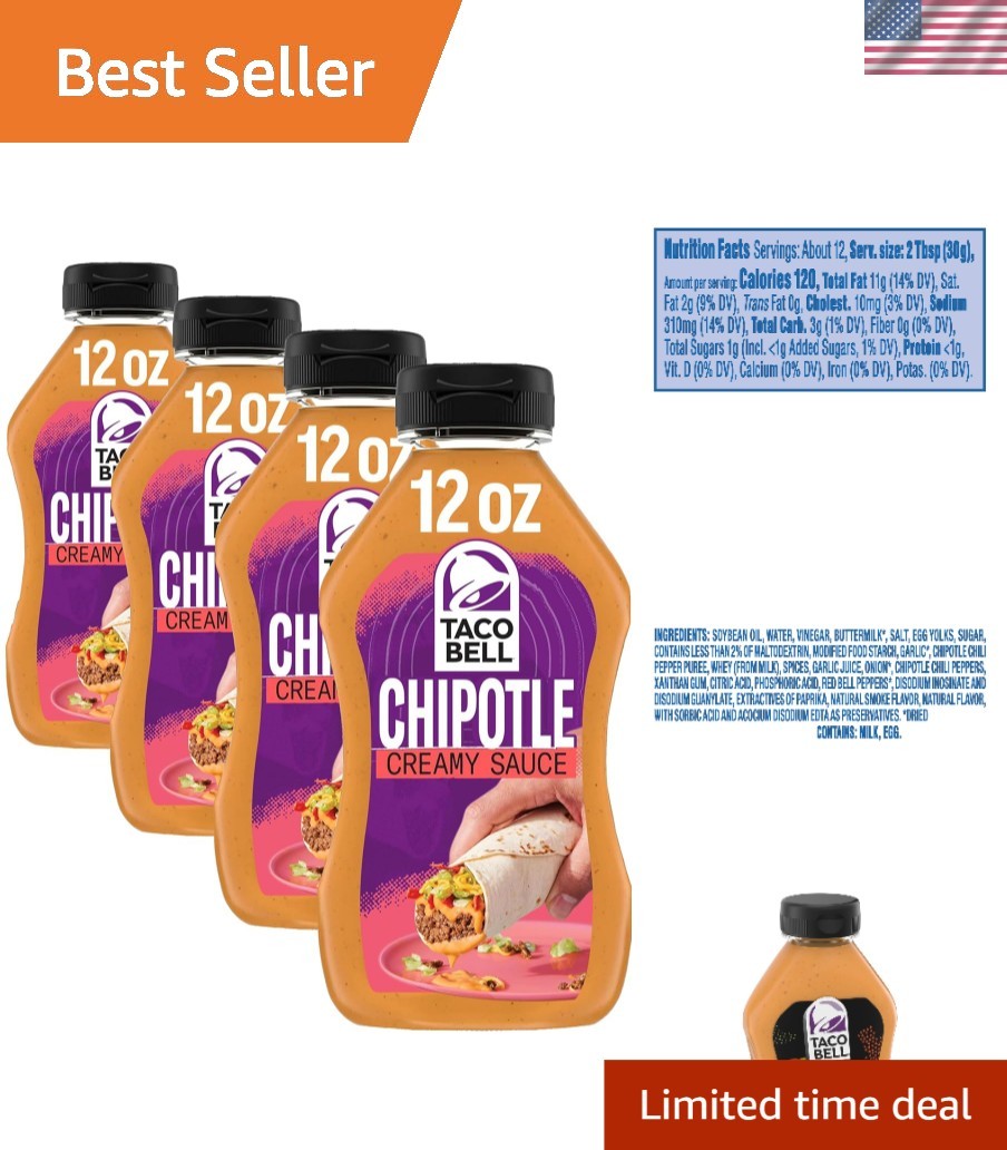 Authentic 12 fl oz Creamy Chipotle Sauce – Flavorful Mexican Cuisine Set of 4