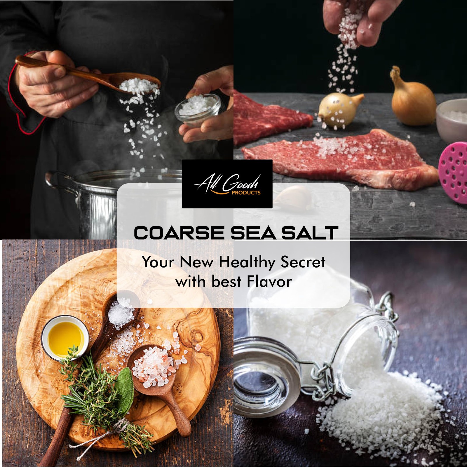 All Goods Products Mineral Coarse Grain Sea Salt, 16 oz Natural Salt from Mex…
