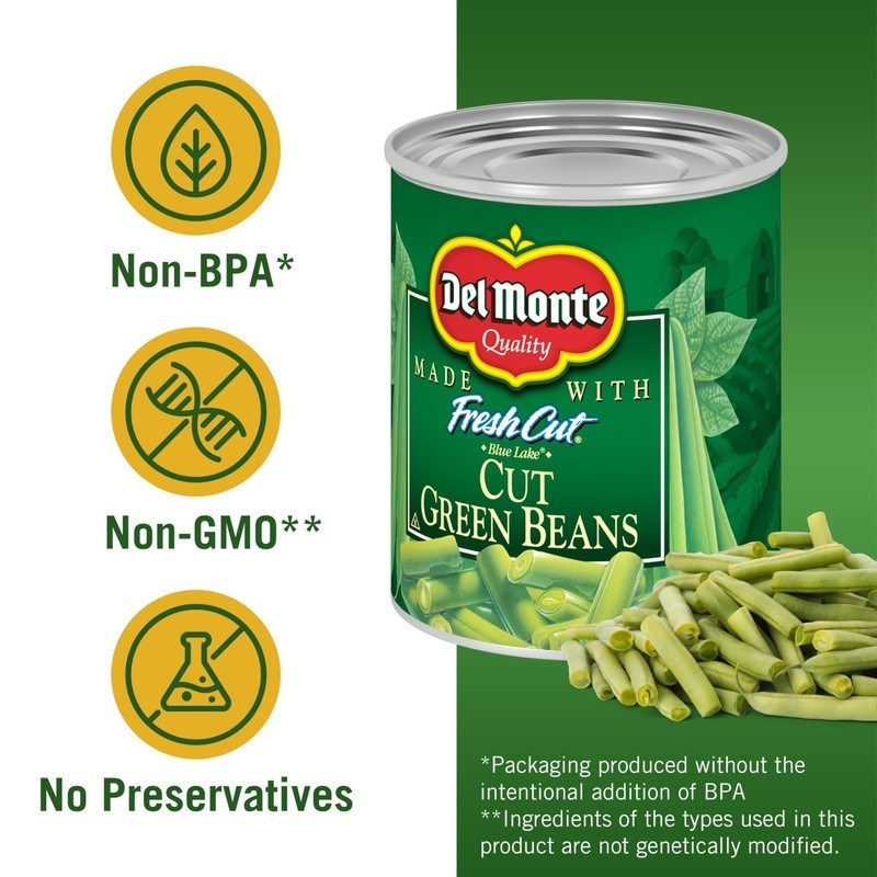 Fresh Cut Green Beans Canned Non-GMO Vegetable Pack of 4 Ready to Eat Side Dish