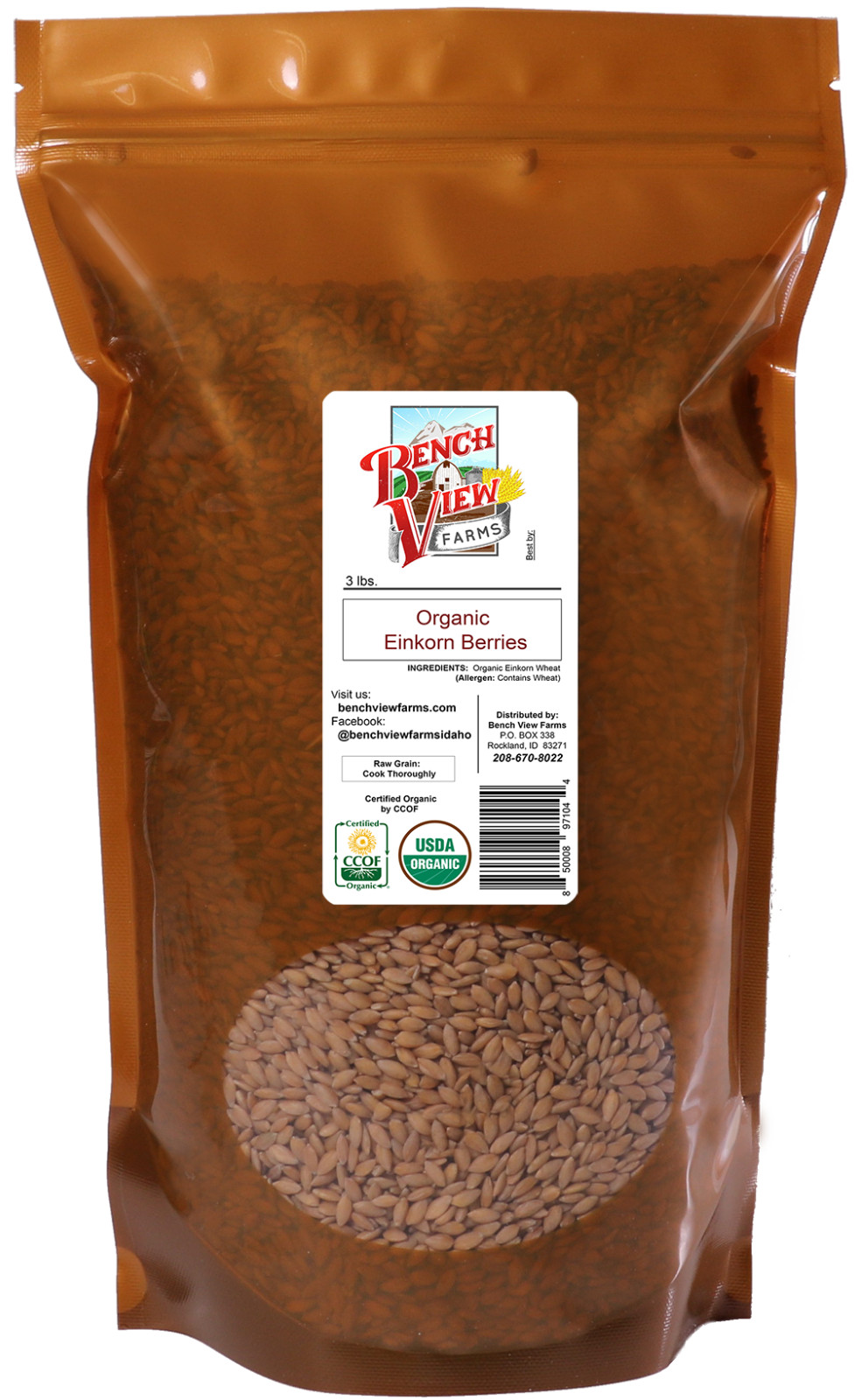 Organic Einkorn Wheat Berries – 3lbs