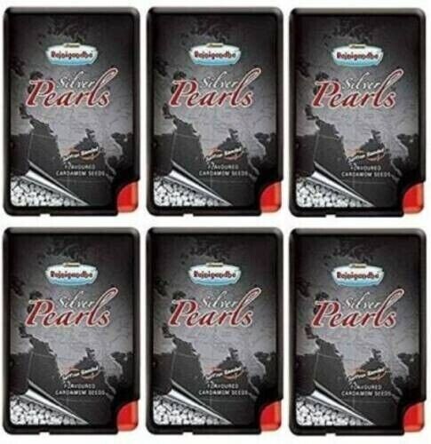 Rajnigandha Silver Pearls Saffron Flavored Mouth Freshener Cardamom Seed pack 6