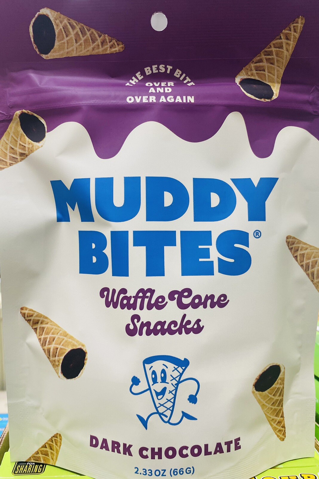 Muddy Bites DARK CHOCOLATE Waffle Cone Snacks 2.33 oz bag