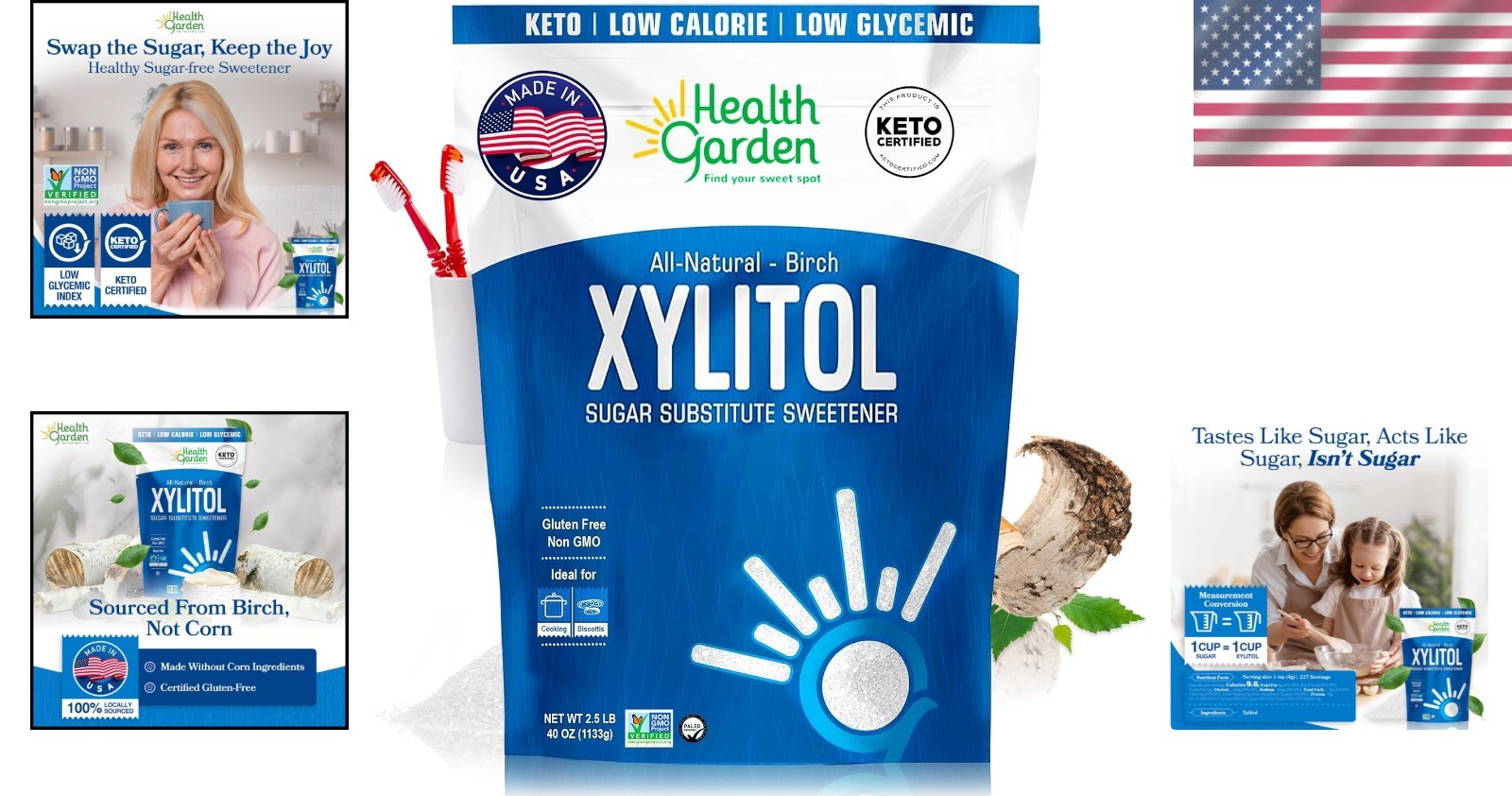 Birch Xylitol Sweetener 40 oz – Natural 1:1 Sugar Substitute for Healthy Baking