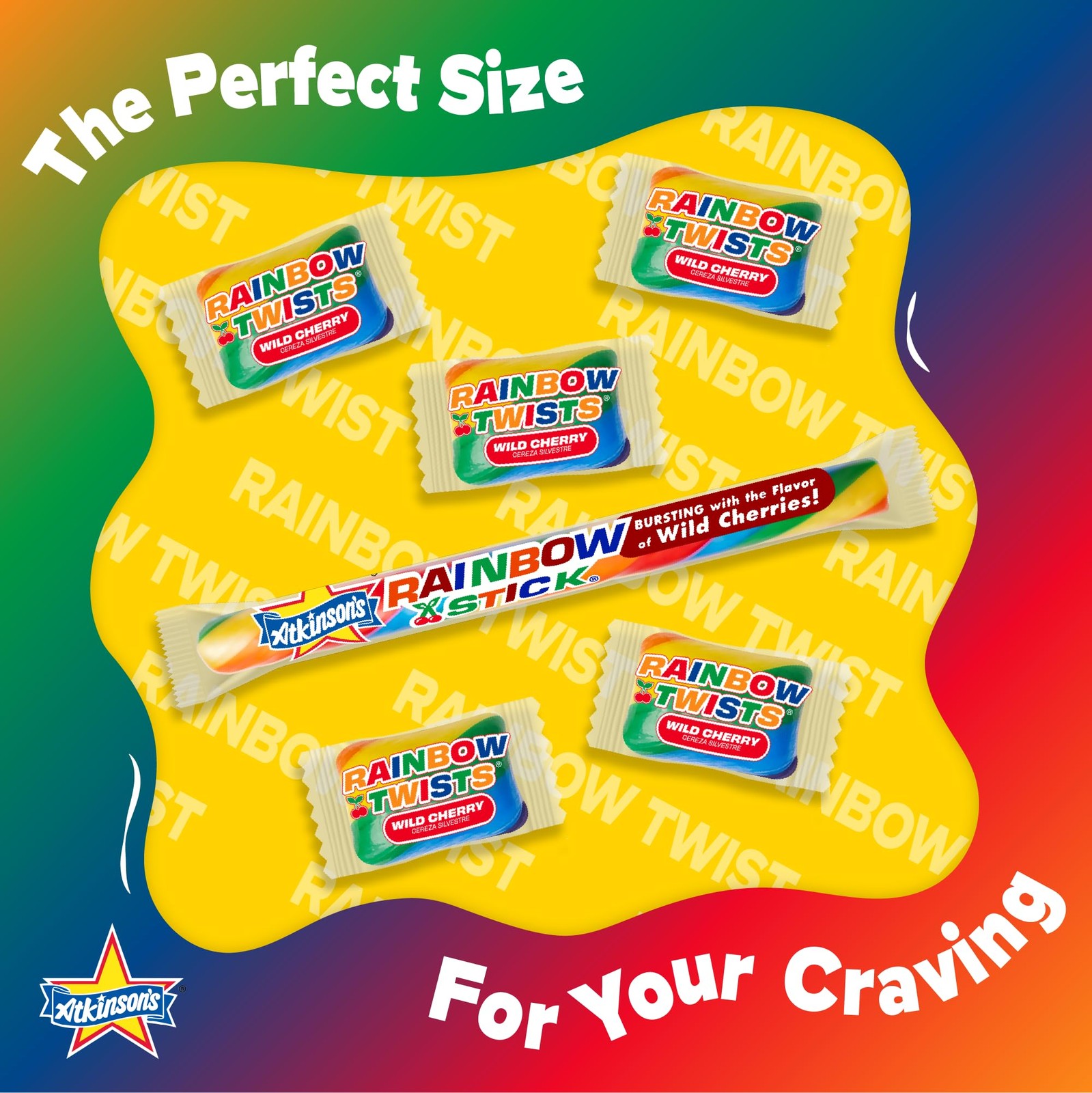 Atkinson’s Rainbow Twists Cherry Bite Size 2 lb Bag | Bulk wrapped hard candy…
