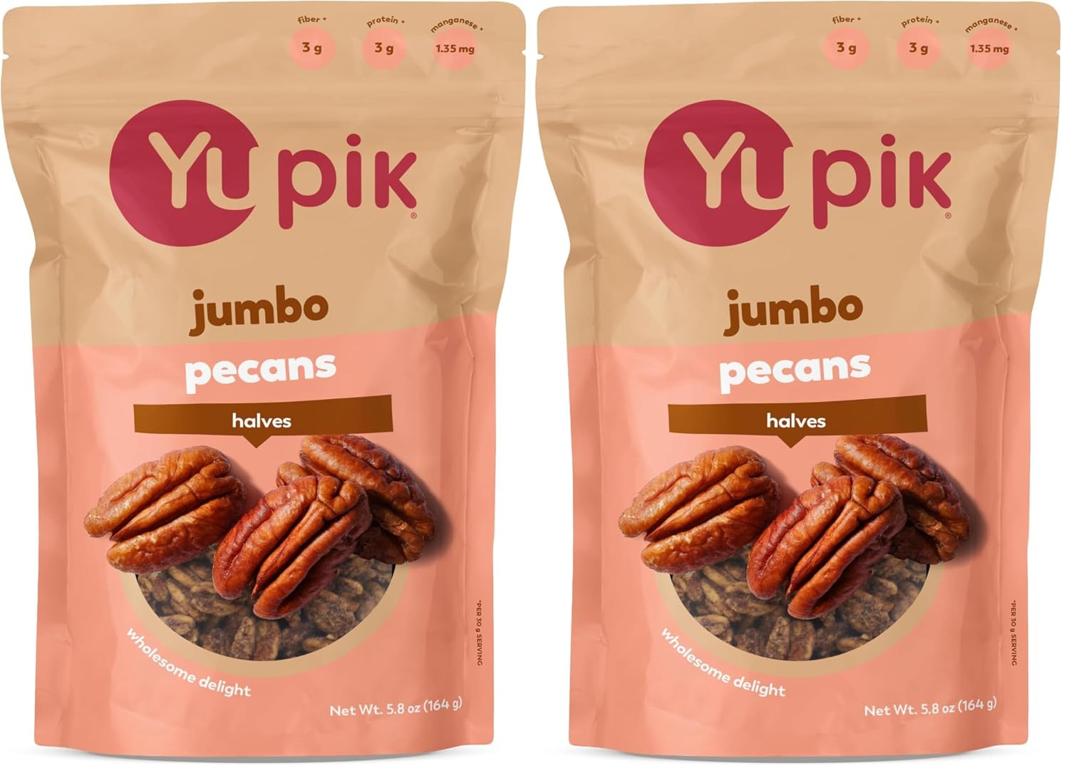 Jumbo Pecans, Halves, 2.2 Lb (35.2 Oz), Kosher, Gluten-Free, Raw Nuts, Half Piec