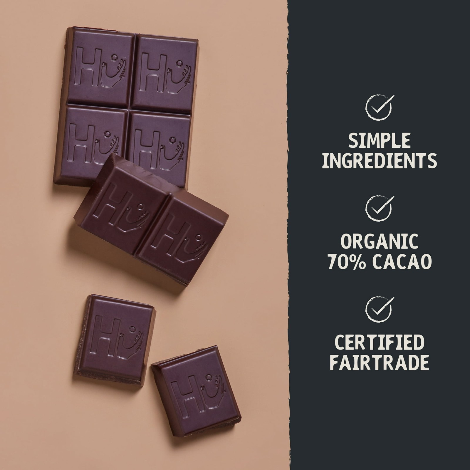 Hu Salty Dark Chocolate Bar 2.1 oz Organic Fairtrade Dark Chocolate 2 Pack