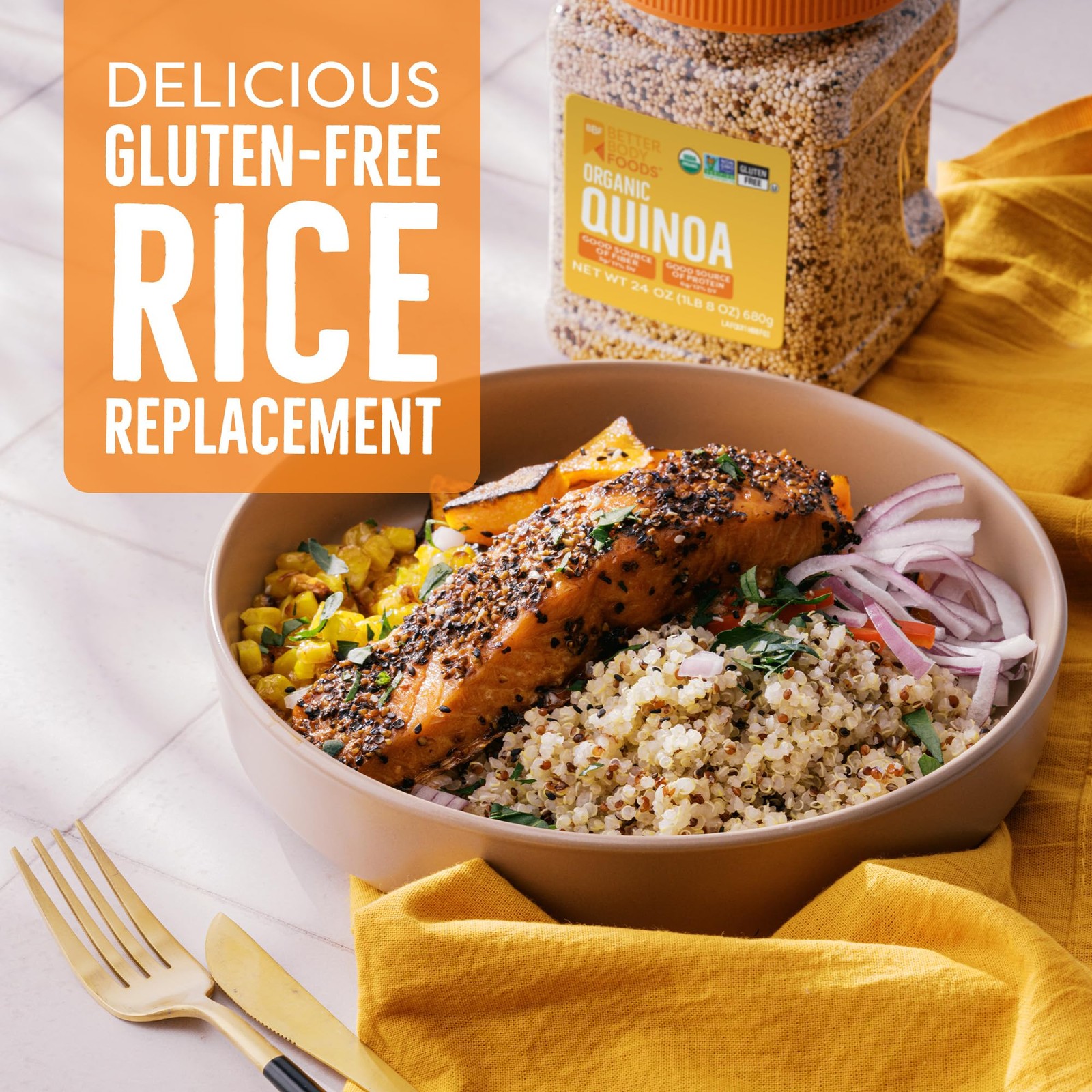BetterBody Foods Organic Quinoa, Vegan, Gluten Free, Low Glycemic 24 Ounce