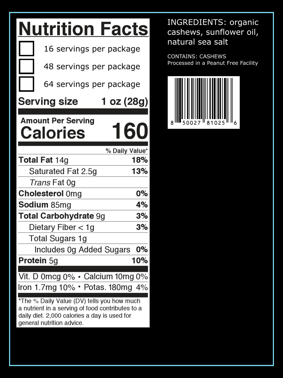 Organic & Fairtrade Roasted and salted cashews- Bulk 4 LB resealable doy pack