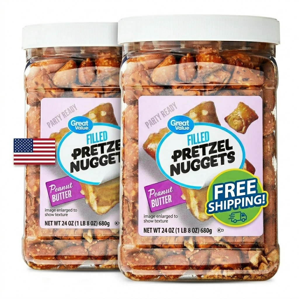 Great Value Peanut Butter Filled Pretzels 24oz – Crunchy, Resealable Snack