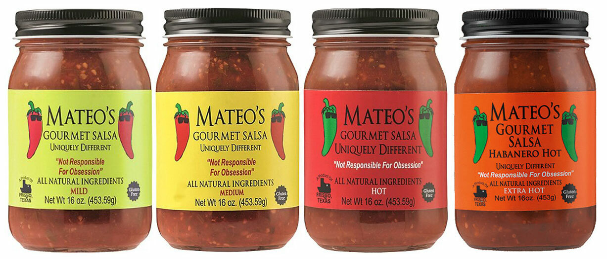 Mateo’s Gourmet Salsa Sampler – 4 Pack Variety – Habanero, Hot, Medium & Mild