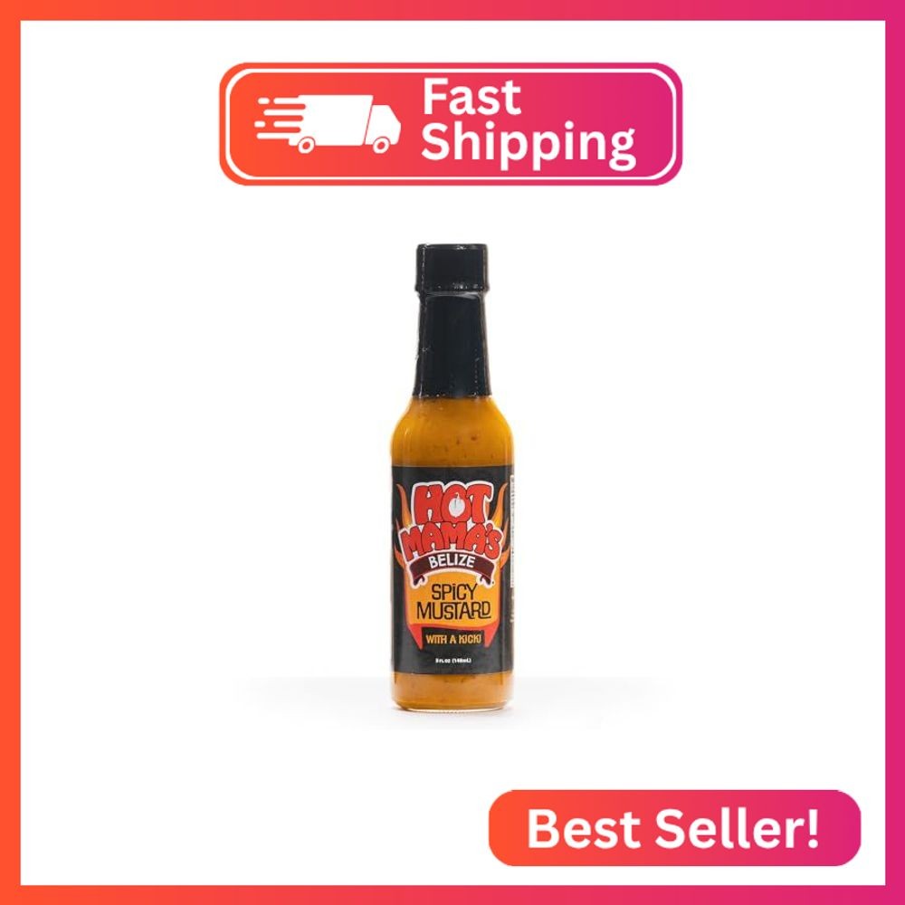 Hot Mama’s Belize Spicy Mustard – with a kick, Low-Sodium, No Preservatives – No