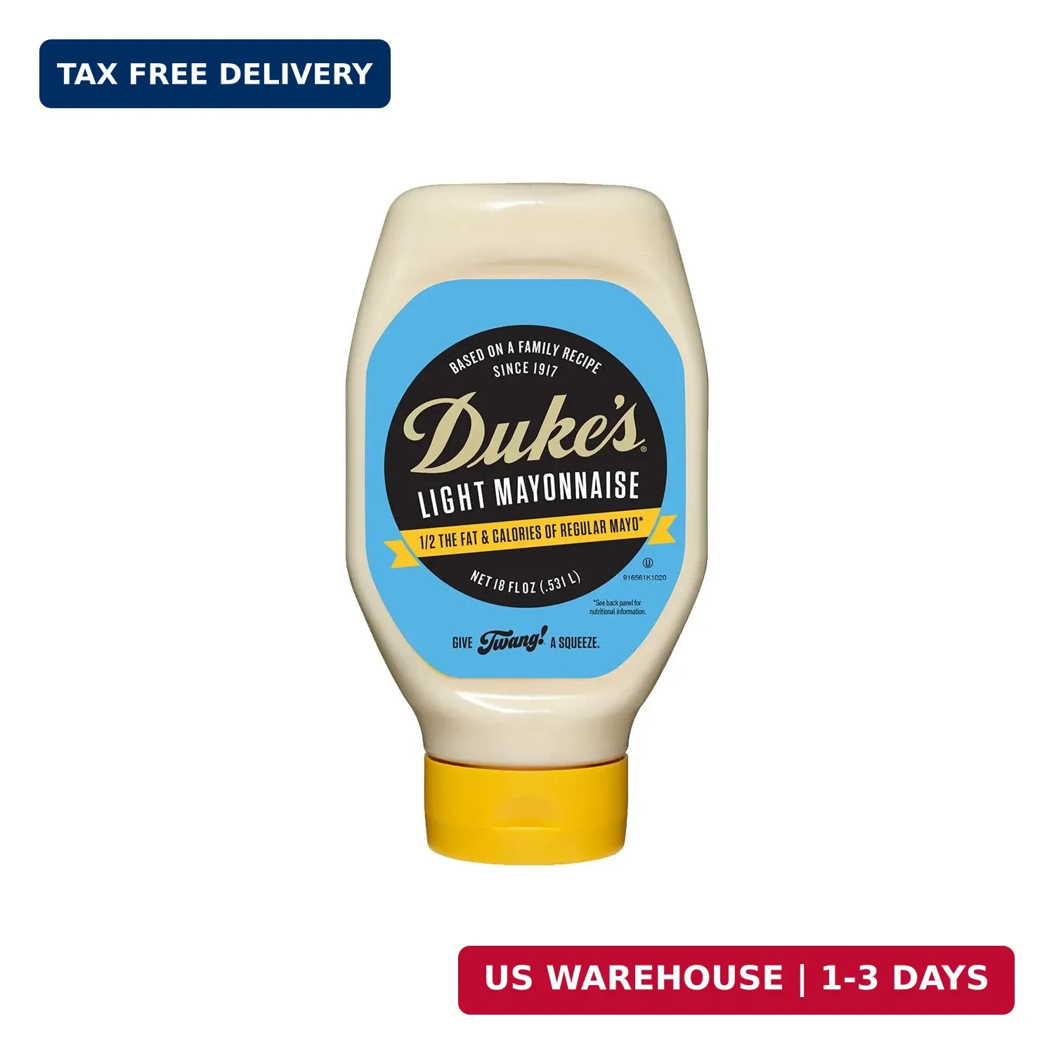 Duke’s Light Mayonnaise Squeeze Bottle – Smooth & Creamy, 18 Ounce (Pack of 1)