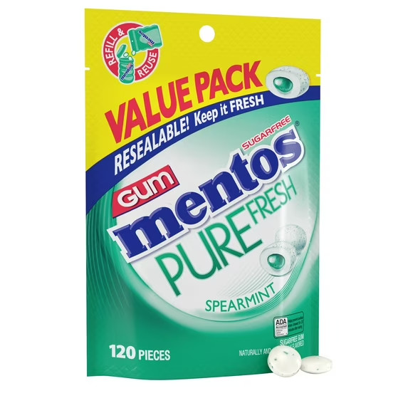 Pure Fresh Sugar-Free Chewing Gum with Xylitol Spearmint 120 Piece Bulk Res