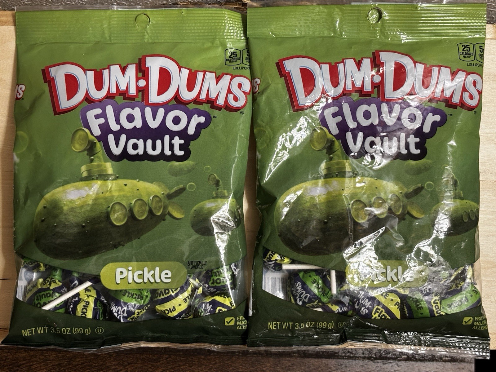 New 2 Bags Dum Dums Flavor Vault Pickle Lollipops Rare Novelty Candy TikTok 3.5